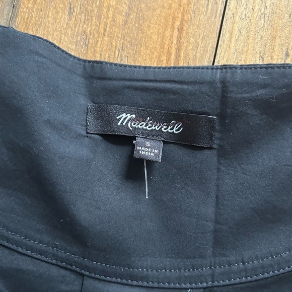 Madewell Black V-Neck Mini Dress Minimalist simple pockets Poplin cotton - Picture 12 of 12